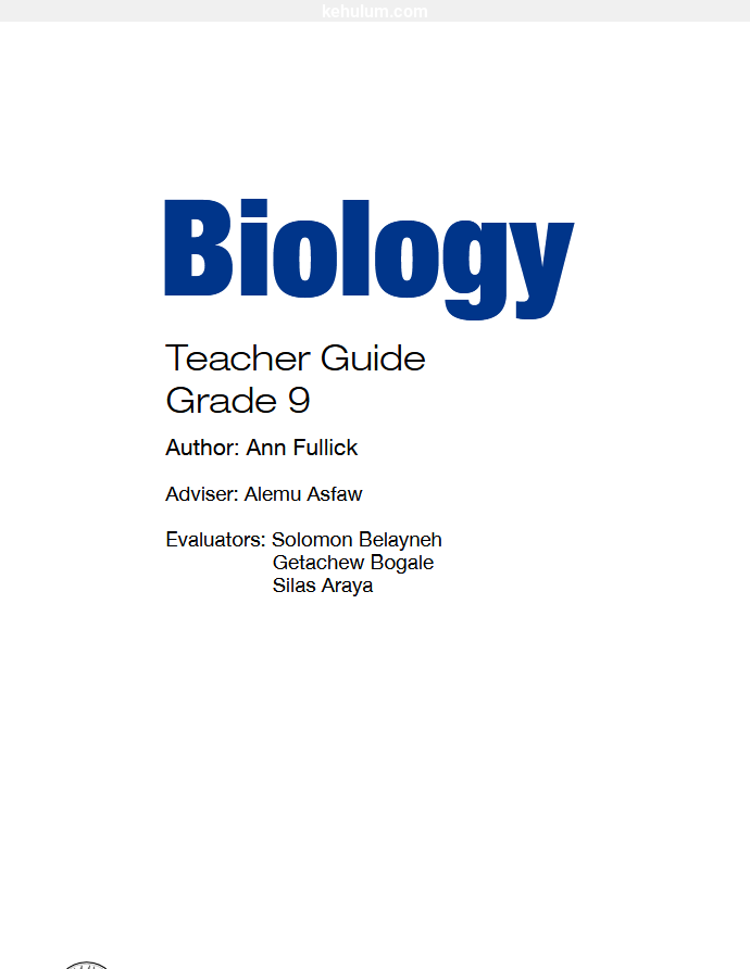 Cover of Ethiopian old Curriculum grade 9 Biology student textbook