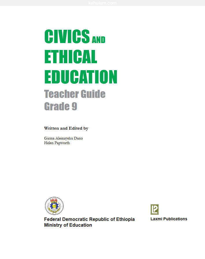 Cover of Ethiopian old Curriculum grade 9 Civics And Ethical Education student textbook