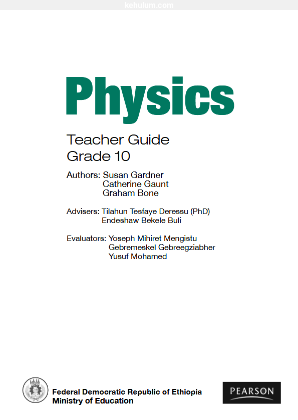 Cover image of the Ethiopian old curriculum grade-10 Physics textbook