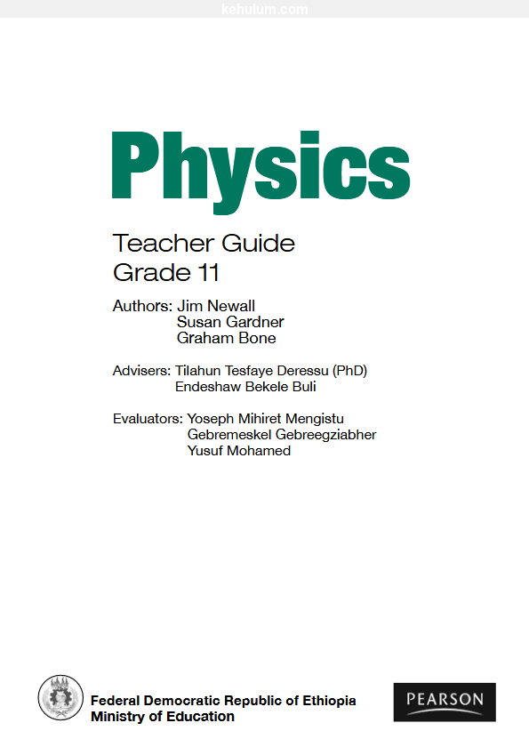 Cover image of the Ethiopian old curriculum grade-11 Physics textbook