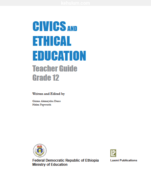 Cover of Ethiopian old Curriculum grade 12 Civics And Ethical Education student textbook 