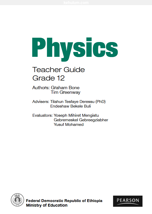 Cover image of the Ethiopian old curriculum grade-12 Physics textbook
